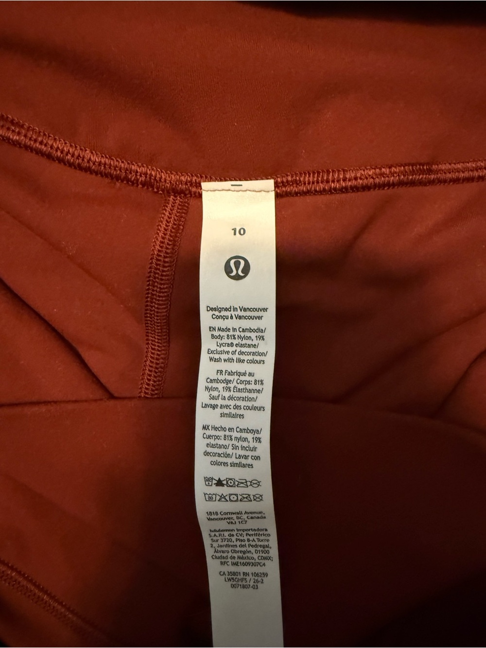 lululemon athletica Kids' Rust Orange Performance Leggings
